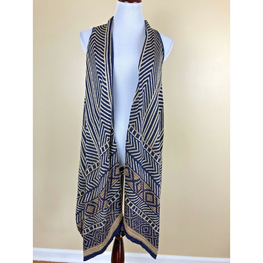 Francesca's Sleeveless Cardigan Duster Small Myan Navy Vest Travel Layer NWT